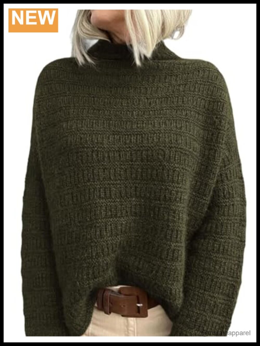 Oversized Women's Pullover Knit Sweater Mock Neck Long Sleeve